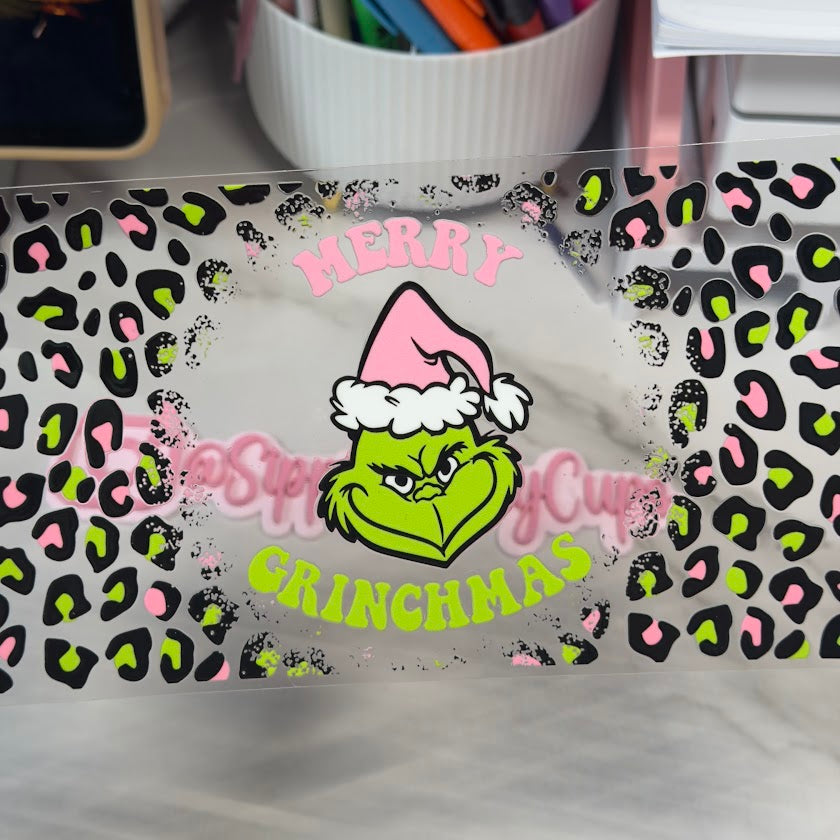 Christmas / Grinch Cheetah Print pink and green