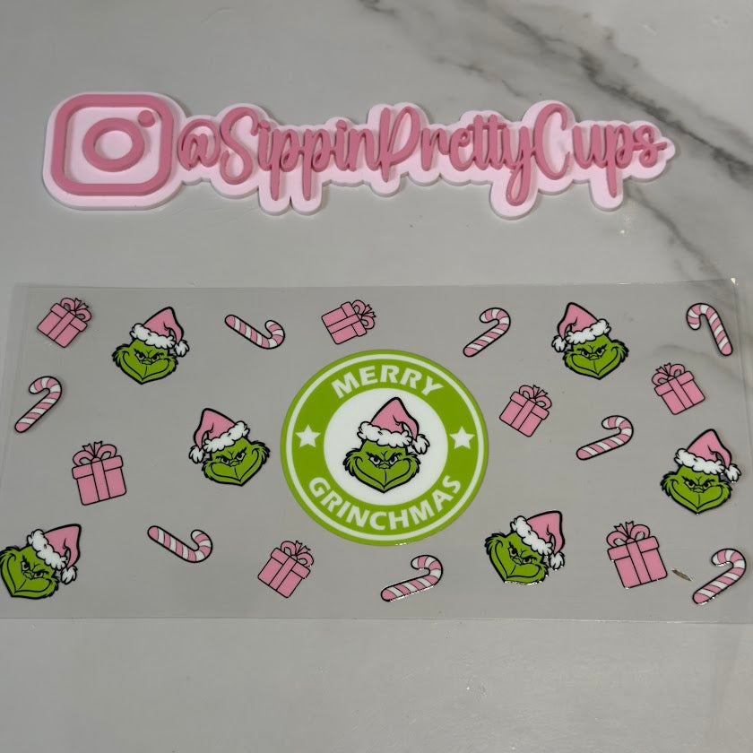 Christmas / Grinch Pink Candy Cane and Presents