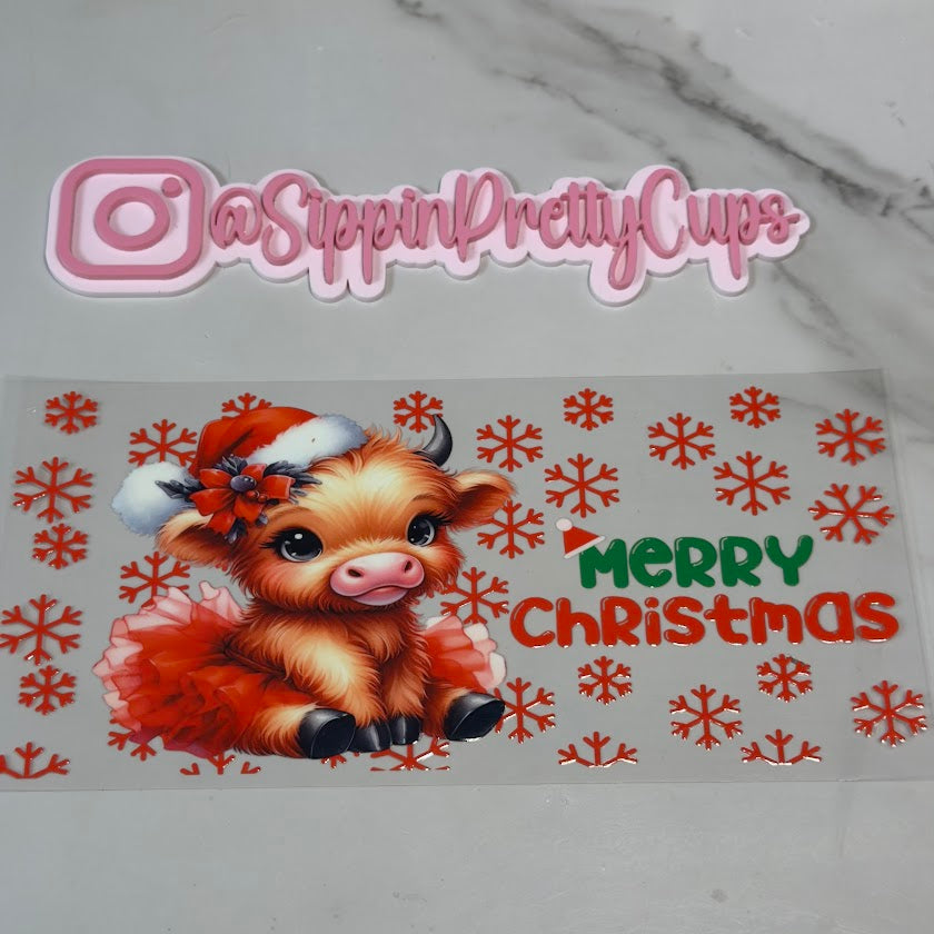 Christmas / Red Flakes Highland Cow Tutu