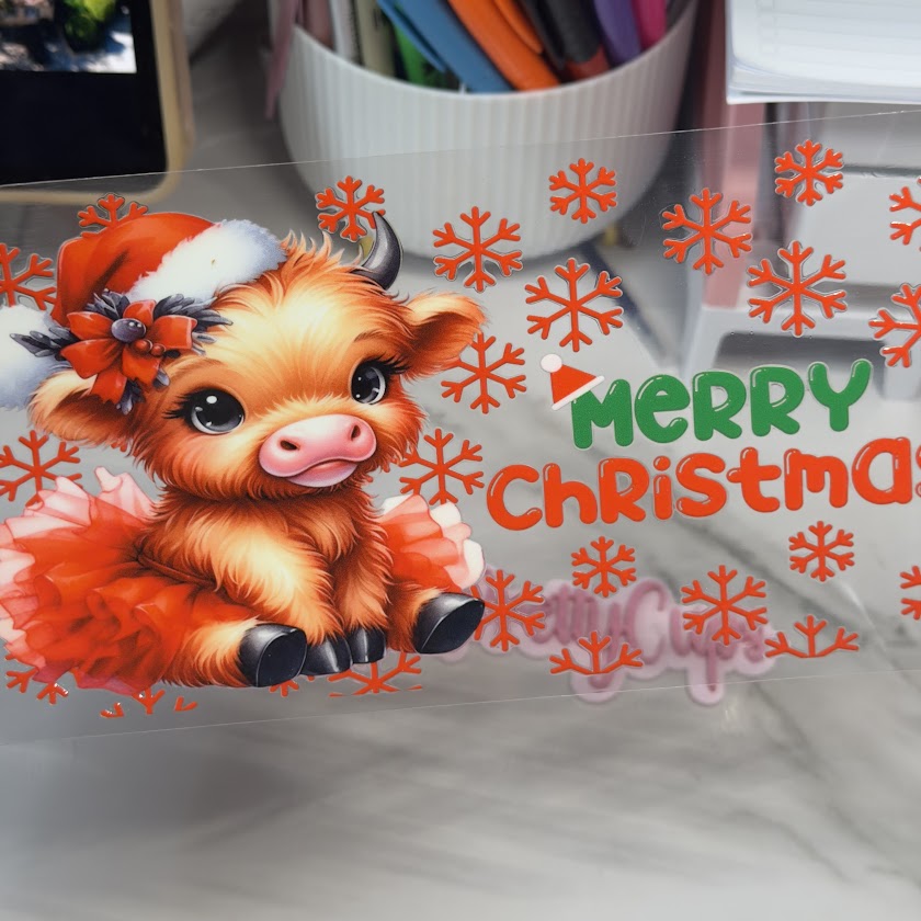 Christmas / Red Flakes Highland Cow Tutu