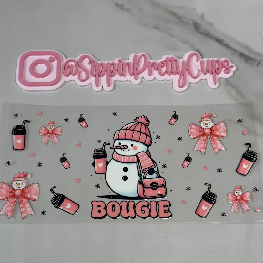Christmas / Pink Bougie Snowman