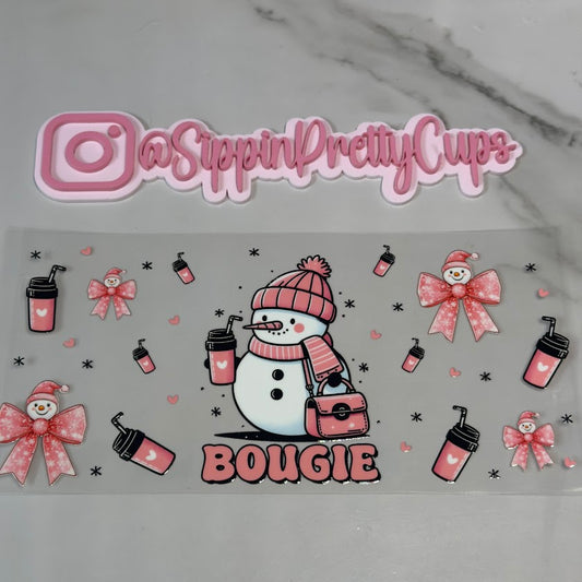 Christmas / Pink Bougie Snowman