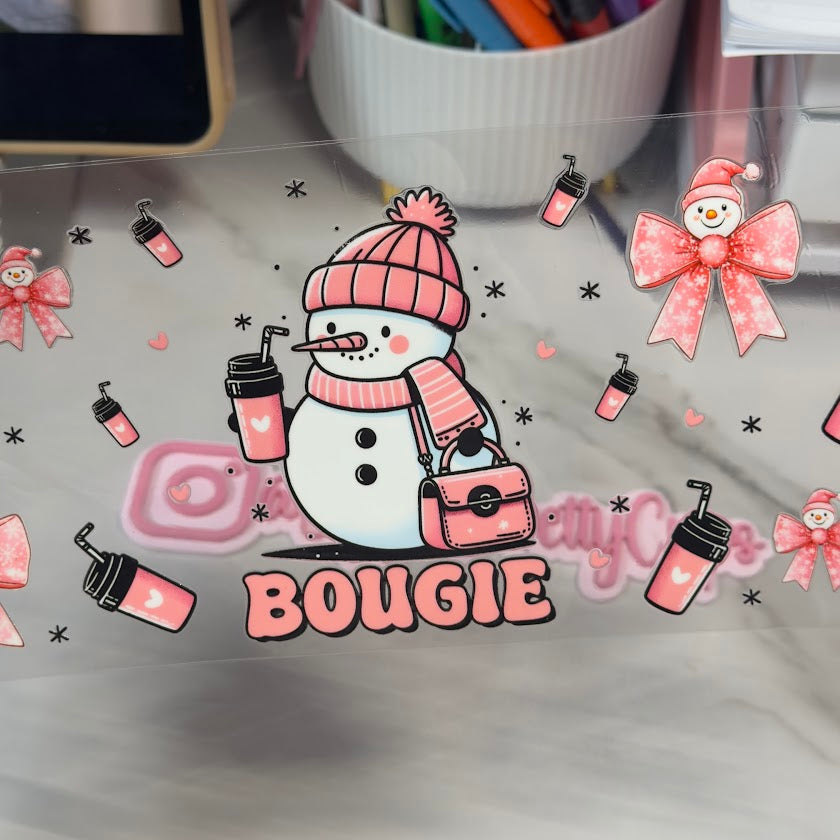 Christmas / Pink Bougie Snowman