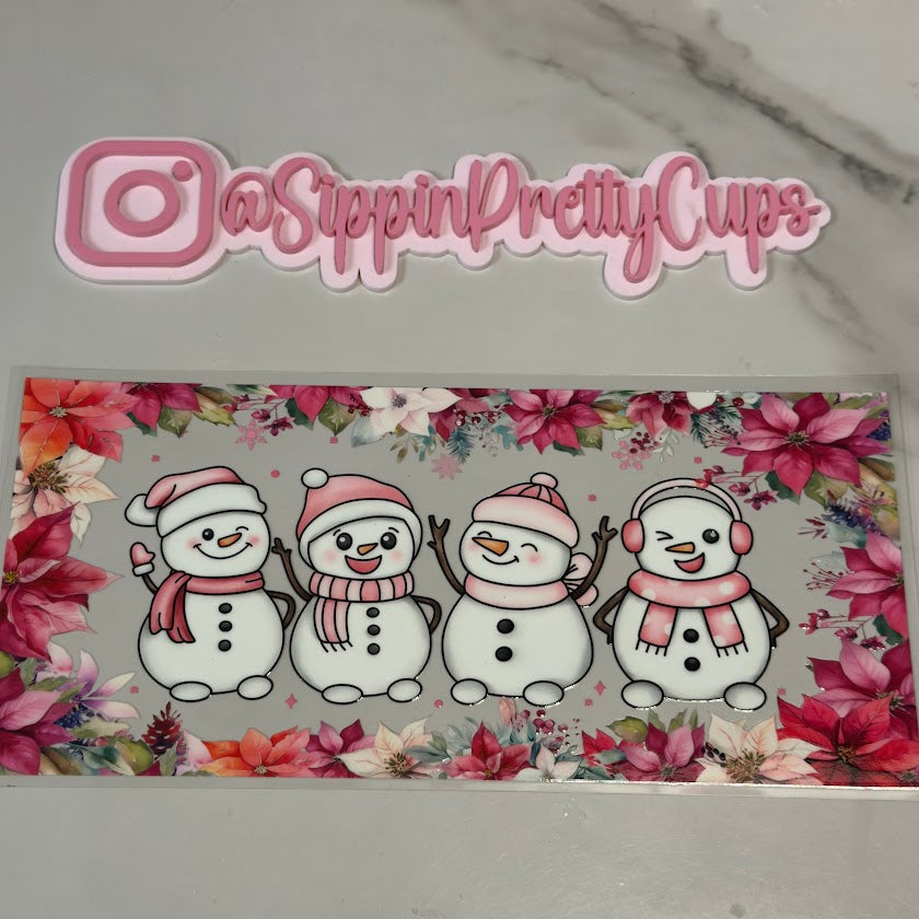 Christmas / Floral Border 4 Snowmen