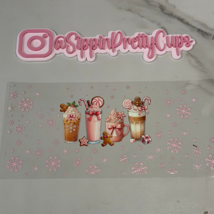 Christmas / Pink Coffee Pink Snowflakes