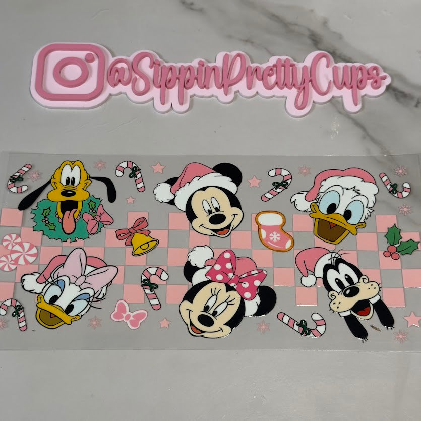 Christmas / Pink Checkered Mickey Mouse and Friends