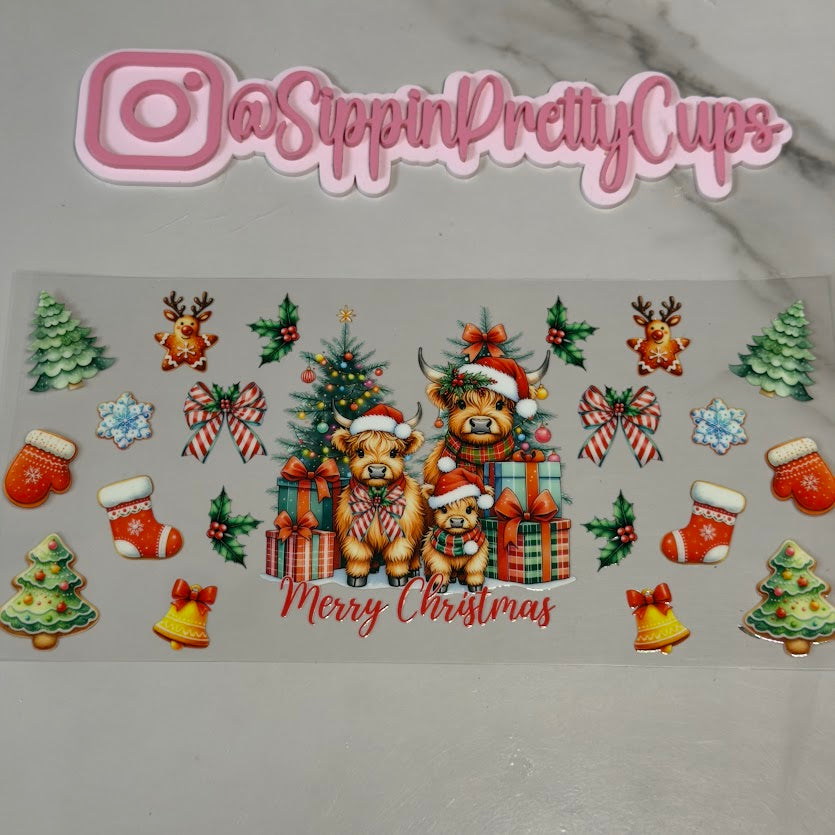 Christmas / Highland Cows Santa Hat Presents