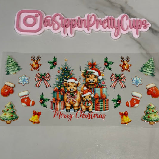 Christmas / Highland Cows Santa Hat Presents