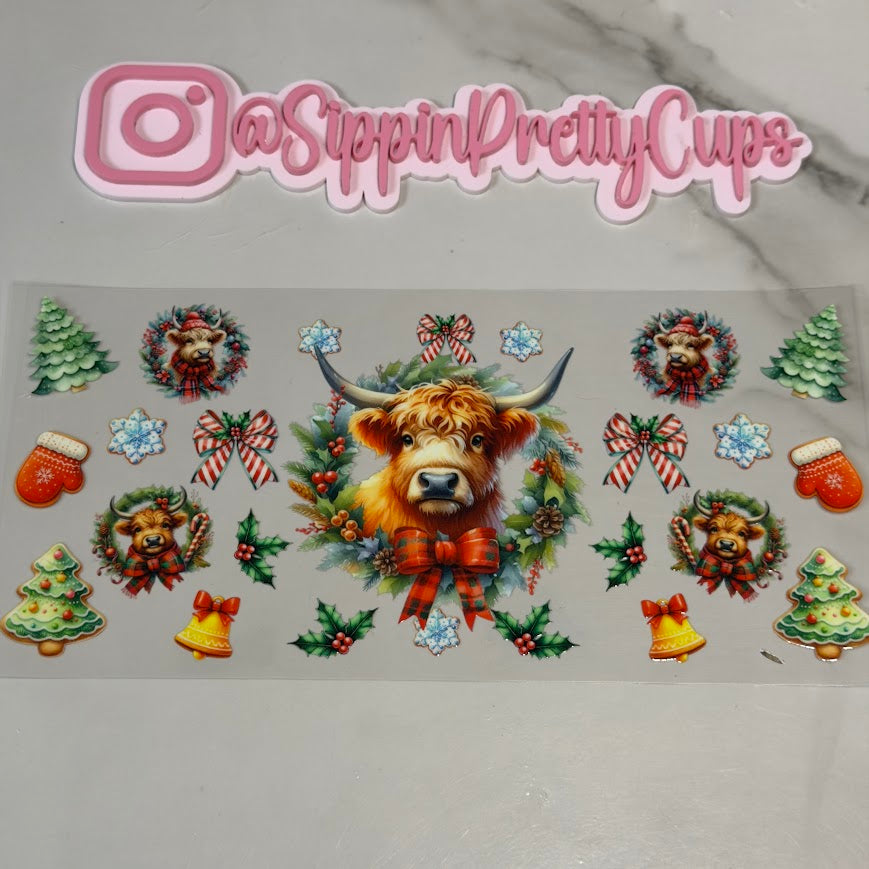 Christmas / Highland Cow Christmas Bow Wreath