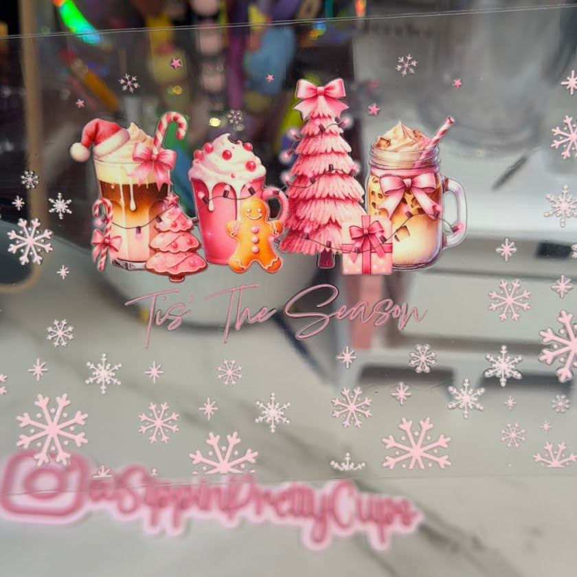 Christmas / Tis the Season Pink Coffee Pink Snowflakes Tree
