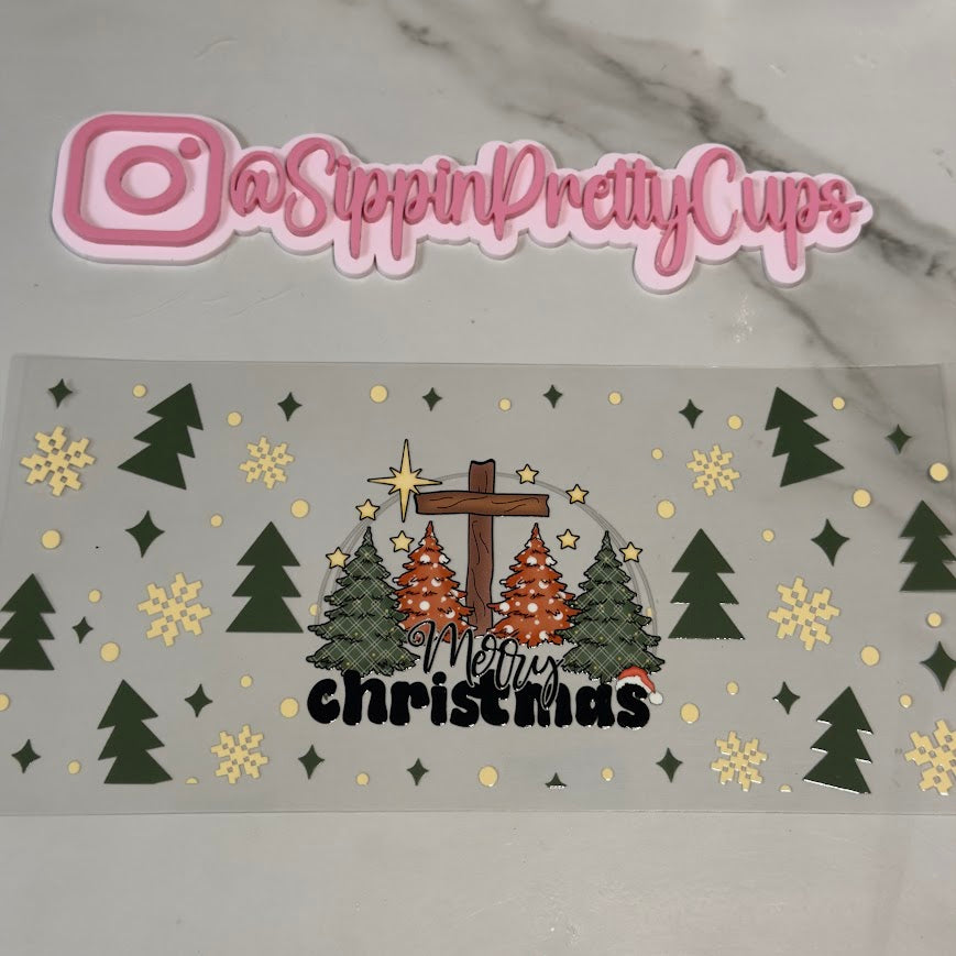 Christmas / Merry Christmas Cross and Trees