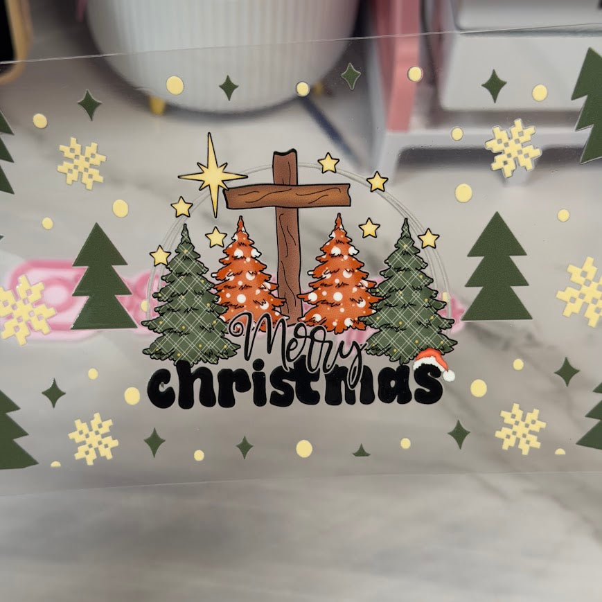 Christmas / Merry Christmas Cross and Trees