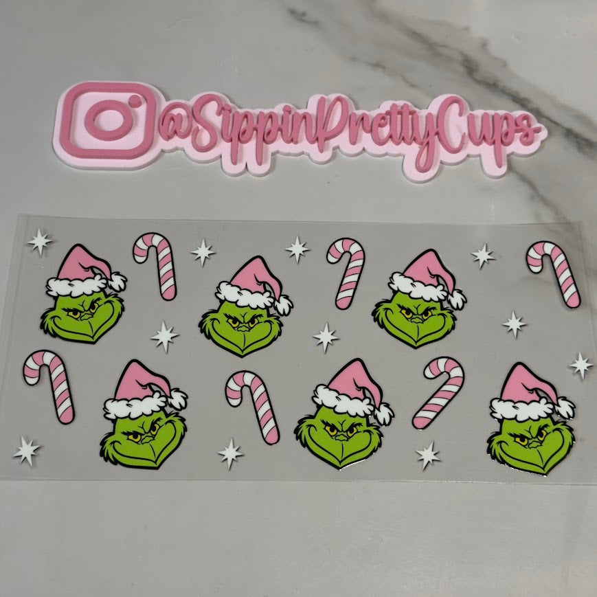 Christmas / Grinch Pink and White Candy Cane