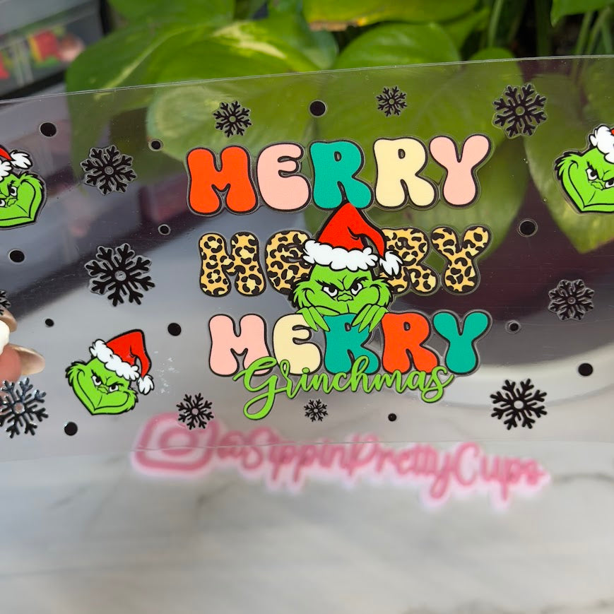 Christmas / Merry Merry Merry Grinchmas black Snowflakes