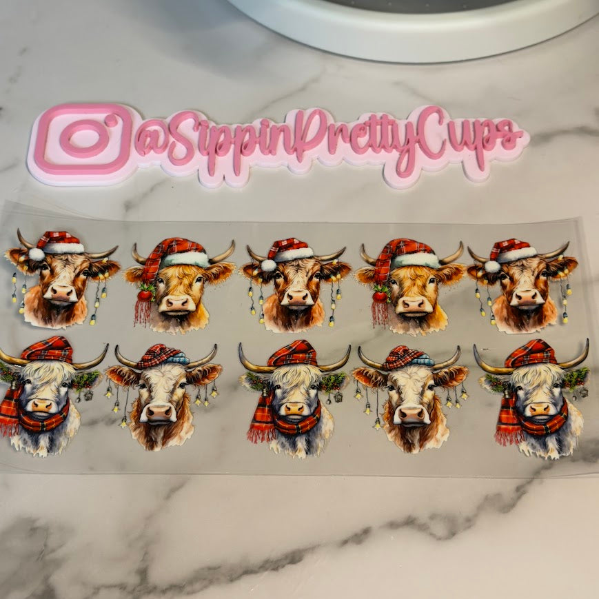 Christmas / 10 Christmas Highland Cows Santa Hat