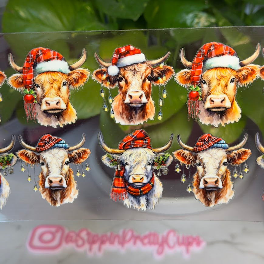 Christmas / 10 Christmas Highland Cows Santa Hat
