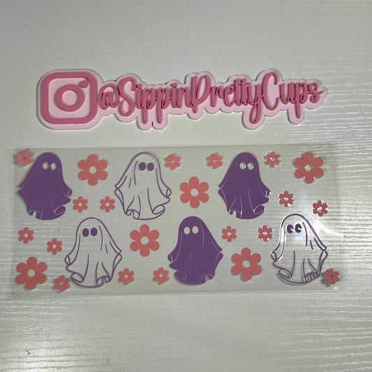 Halloween / Purple Ghosts pink flower