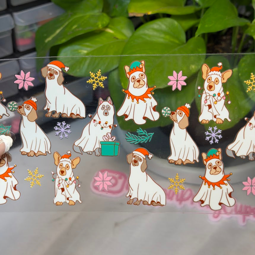 Christmas /  Christmas Ghost Dogs Santa Hat