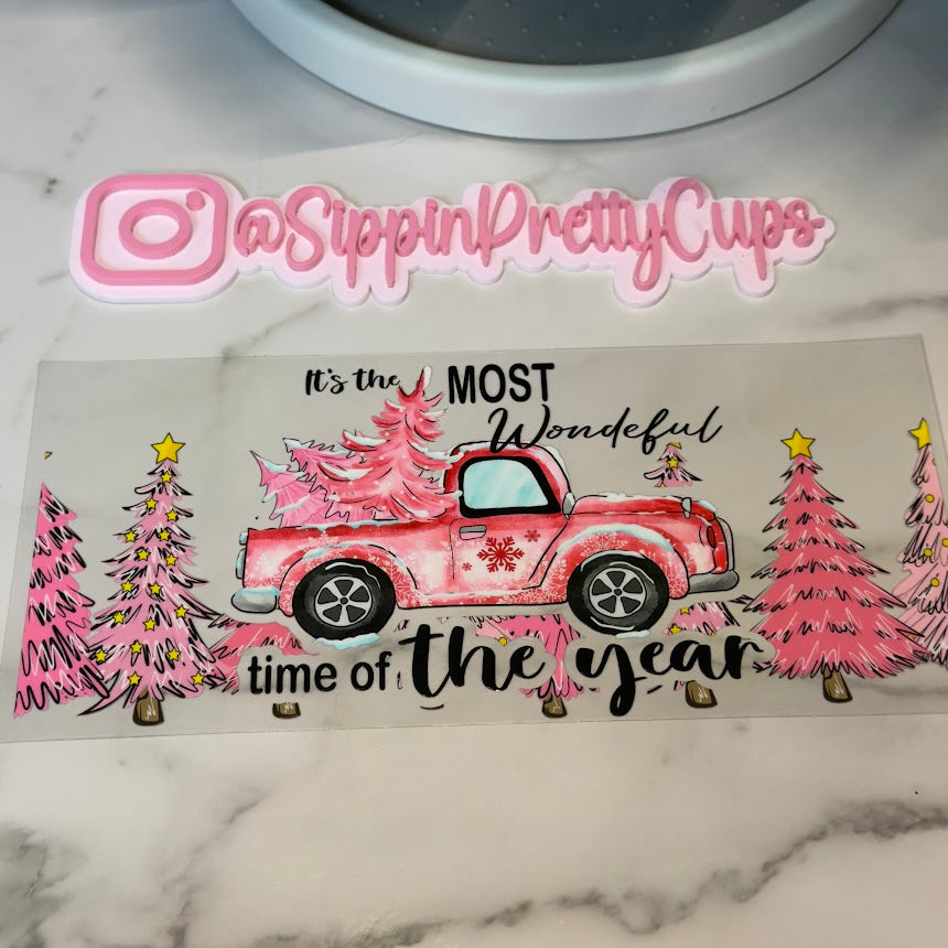 Christmas /  Most Wonderful Time of Year Pink Truck