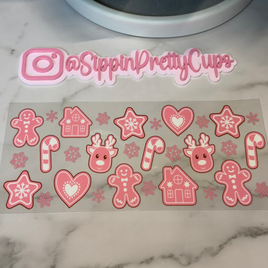 Christmas /  Pink Christmas Reindeer Hearts and House