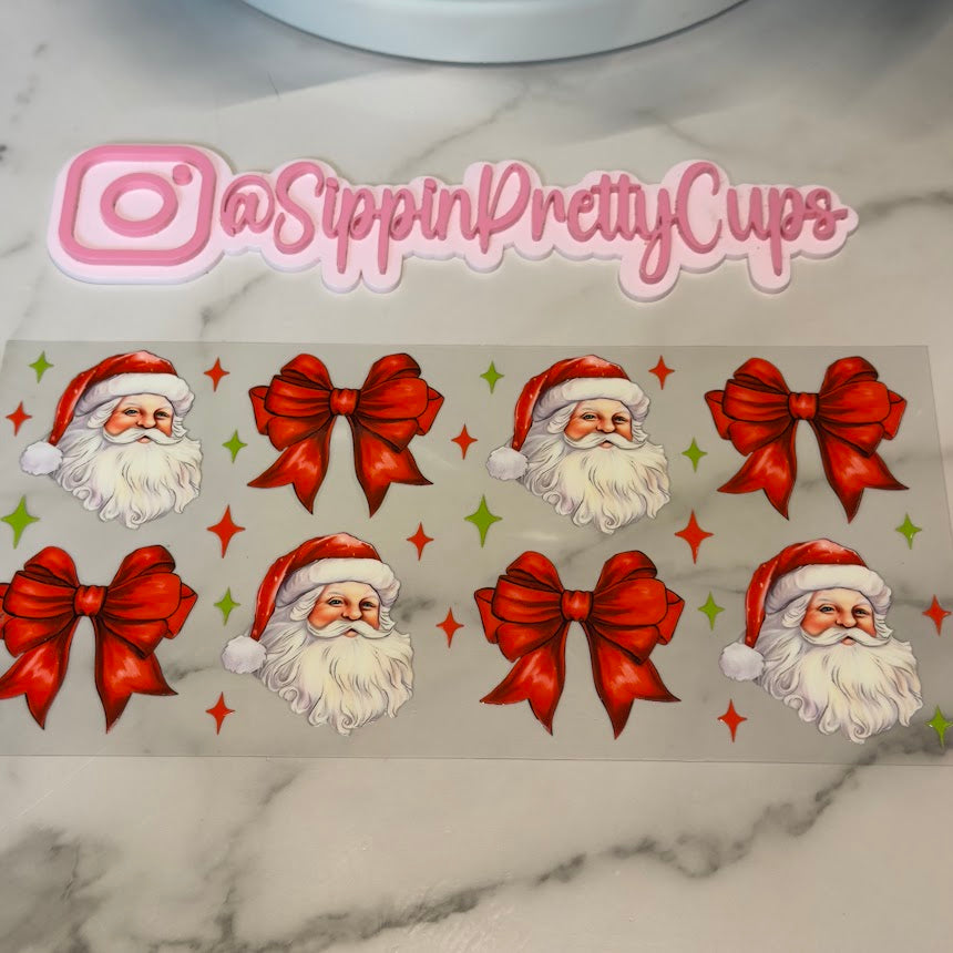 Christmas / Santa and Red Bows Green and Red Stars