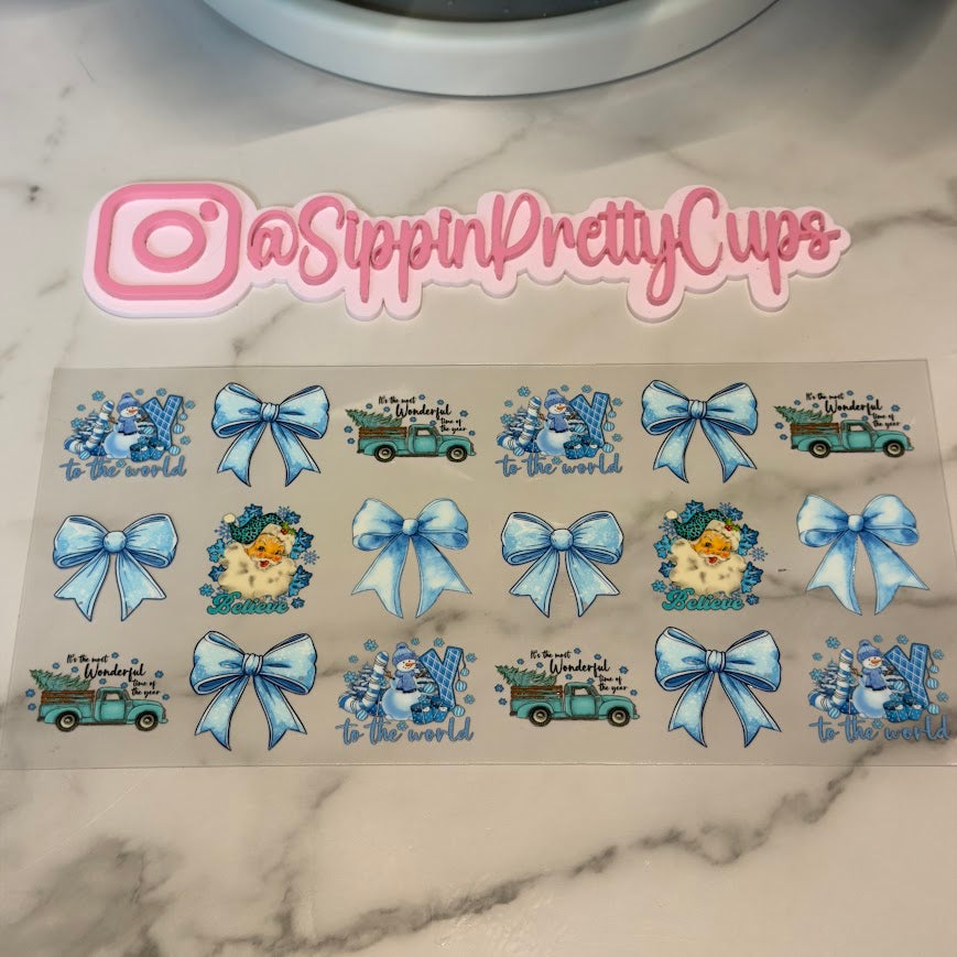 Christmas / All Blue Santa Bows and Car Snowmen