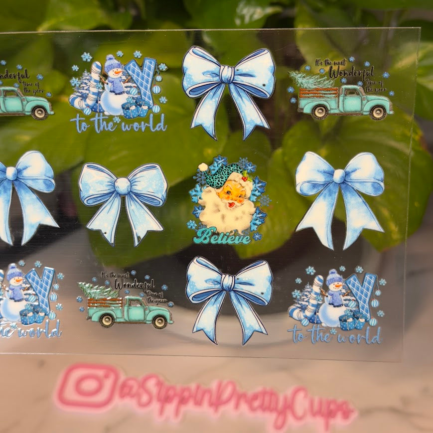 Christmas / All Blue Santa Bows and Car Snowmen