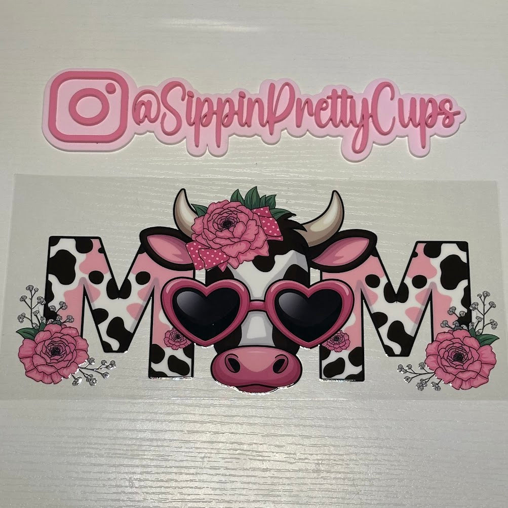 Pink Flower Cow Mom