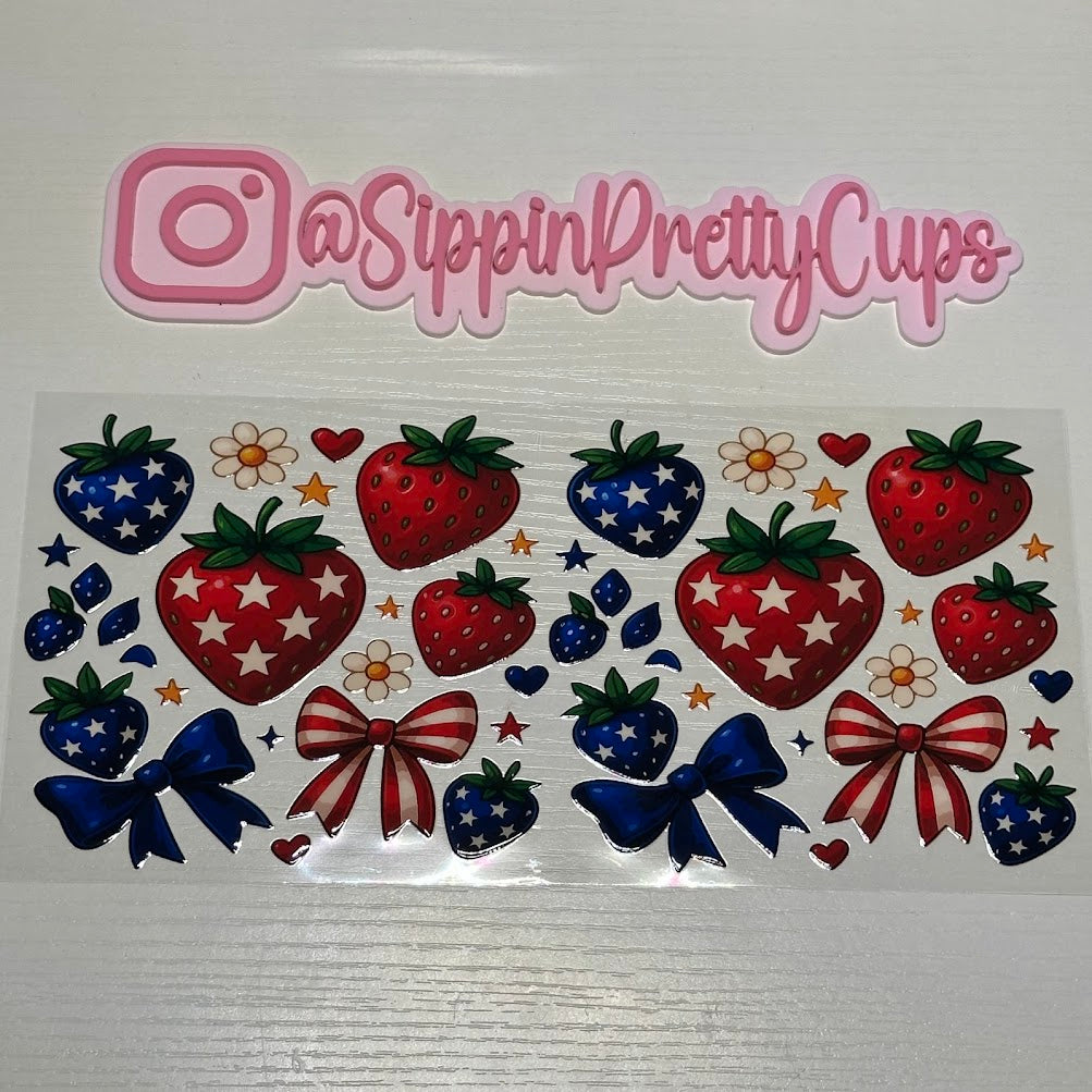 Strawberries / Bows red and blue