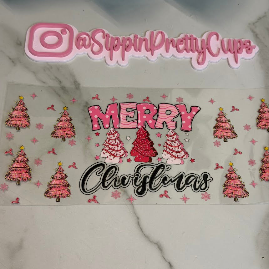 Christmas / Pink Merry Christmas and Trees